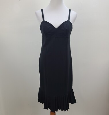 Express Design Studio Dress Women 10 Black Zip Sleeveless Pleats Lined Stretch-image