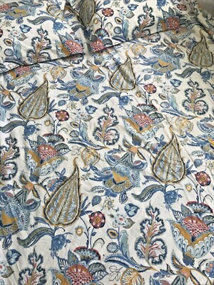 Pottery Barn Merion Palampore Duvet Cover Blue King 2 King Shams Floral 3pc Rare-image