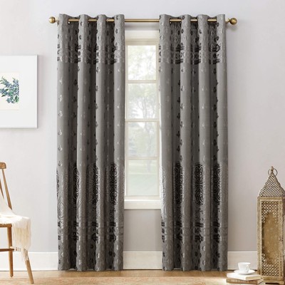 Elidah Medallion Bonded Velvet Thermal Extreme Total Blackout Grommet Curtain...-image