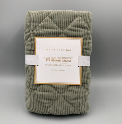 Pottery Barn Teen Alastair Corduroy Quilted Sham Ash Green Standard #4826Q-image
