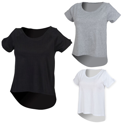 SKINNIFIT WOMENS SHORT SLEEVE DROP TAIL T-SHIRT DIPPED HEM TEE T SHIRT SK233-image