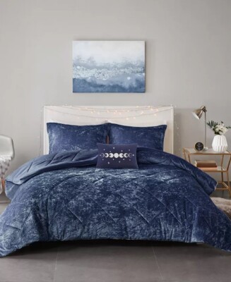 INTELLIGENT DESIGN FELICIA 3 PC KING COMFORTER SET BLUE VELVET KING SHAMS-image