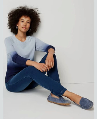 J.Jill ~ XL ~ NEW Excellent Pure Jill Tri-Toned Indigo L/S Tee Top ~ NWT  (2M3)-image