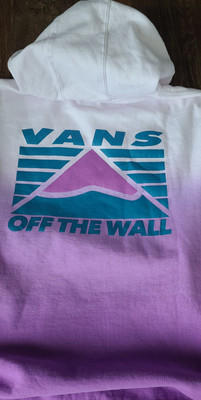 VANS Hoodie Mens XXL Off The Wall Purple White Dip Dyed Ombré Sweatshirt-image