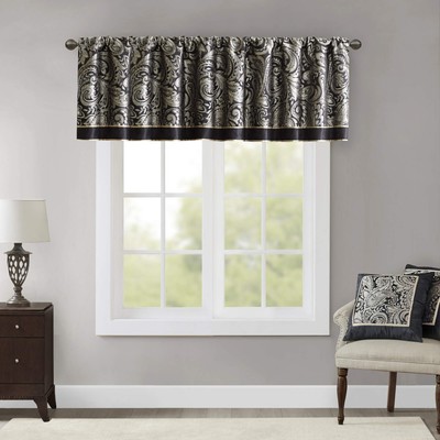 Aubrey Jacquard Rod Pocket Valance , Classic Elegant Silk Paisley Valances fo...-image