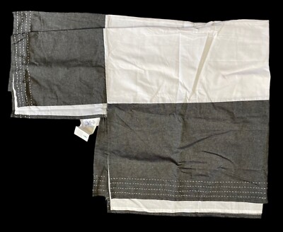 NWT Pottery Barn Kids Gray White Pick stich Bed Skirt 28 x 52 x 16-image