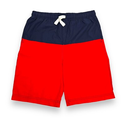 Dip Boy's XL (16-18) Swim Trunks Red/Blue 3-Pocket Adjustable Drawstring-image