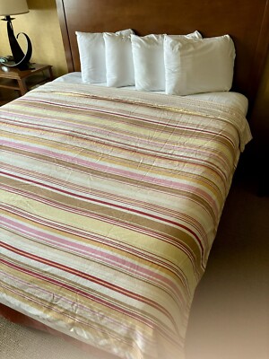 Pottery Barn Reversible Stripe Full/Queen Duvet Cover Heavy Cotton READ-image