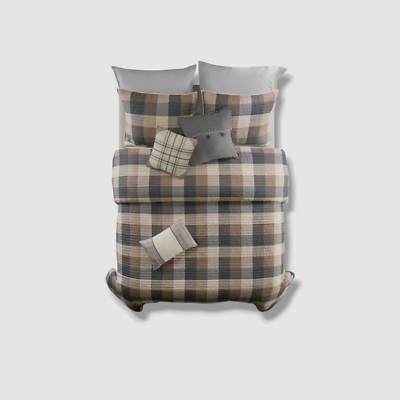 Madison Park Brown Herringbone Quilted Reversible Coverlet 6pc Set Full/Queen-image