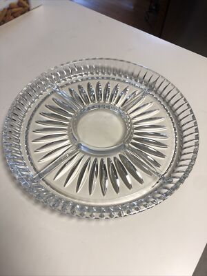 Glass Divided Dip Relish Serving Tray Platter. 11 1/2