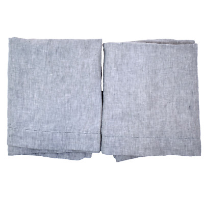 POTTERY BARN 100% Linen King Pillow Shams Set of 2 EUC Gray-image
