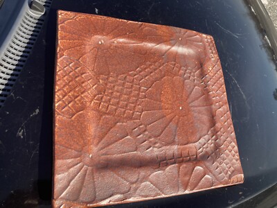 Studio Pottery Square Floral Plate Platter Serving Tray Signed Dietrich-image