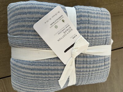 Pottery Barn Soft Cotton King Sham Blue gray stripe-image