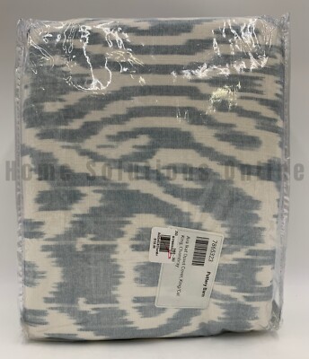 Pottery Barn Ava Ikat Organic Cotton Duvet Cover Chambray Blue King Cal #A1354-image