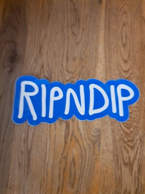 RIP N DIP SKATEBOARD CO.THE ICONIC BRANDED LOGO LARGE DIE CUT SKATEBOARD STICKER-image
