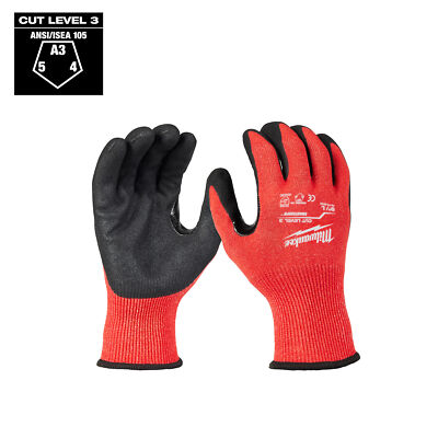 Milwaukee Nitrile-Dipped Gloves, Cut Level 3, Black/Red, Large, Model#-image