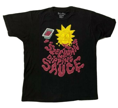 VTG Rick & Morty ADULT SWIM Szechuan dipping sauce black T~Shirt L-image