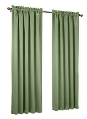 Sage Green Solid Rod Pocket Room Darkening Curtain - 54 in. W x 95 in. L-image