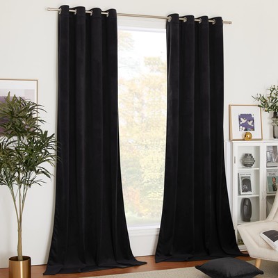 Halloween Black Velvet Curtains, Media Movie Theater Room Decor, Luxury Velve...-image