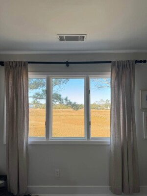 2 Pottery Barn Belgian Flax Linen 50W x 84L “Dark Flax” Light Filtering Curtains-image