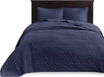 Madison Park Quebec Quilted 3-Pc. Bedspread Set,  Queen, Navy-image