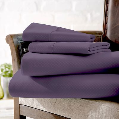 4PC Sheet Set Soft Elegant Checkered Bed by Kaycie Gray-image