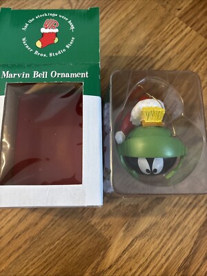 Rare VTG 1997 Warner Bros. Studio Store Marvin The Martian Bell Ornament W/ Box-image