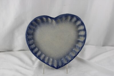 Flat Earth Pottery Quiche Tart Heart Shaped Fluted Pan Studio 1988-image