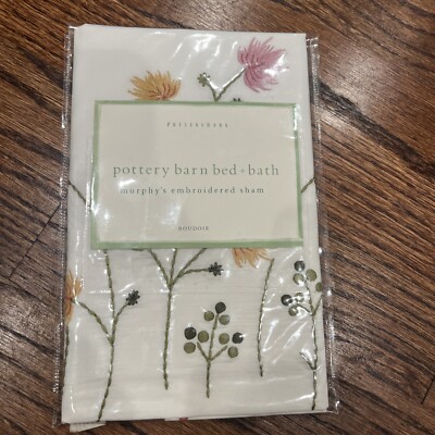 NEW Pottery Barn Bed + Bath Murphy’s Embroidered Sham boudoir Floral Cotton-image