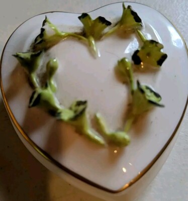 Vtg Coalport Bone China England Heart Shaped Trinket Box w/Applied Floral Top-image