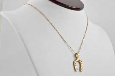 14K Yellow Gold Lucky Horseshoe Pendant 20