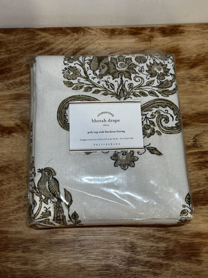 Pottery Barn Bhotah Drape 50x 84 Floral With Bird Curtain Discontinued Very Rare-image