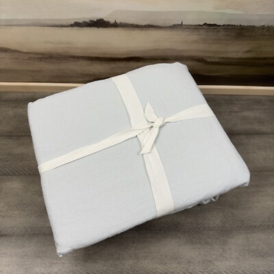 Pottery Barn Belgian Flax Linen Duvet Cover King / Cal. King Blue Frost Spot OB-image