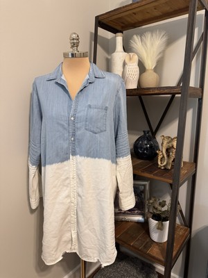 Frank & Eileen Mary Indigo Dip Dye Distressed Dress 100% Cotton Women’s Size LRG-image