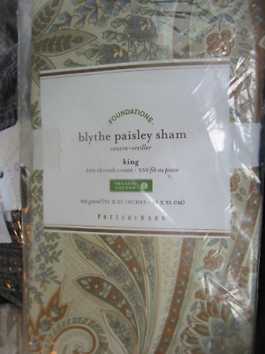1 Pottery Barn Blythe Paisley King  sham New w tag-image