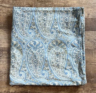 Pottery Barn Duvet Cover Paisley Full Queen Restoration Blue Tan Taupe Bronze Wh-image