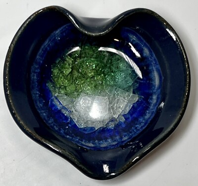 Studio Art Pottery Crystalline Glaze Trinket Dish Excellent Used Condition 3.5”L-image