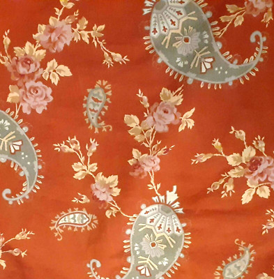 Pottery Barn Florence Full Size Duvet Cover & 4 Shams Paisley Floral Rust Green-image