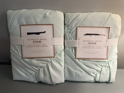 Set/2 New POTTERY BARN TEEN Whimsical Waves Standard Shams, Seafoam-image