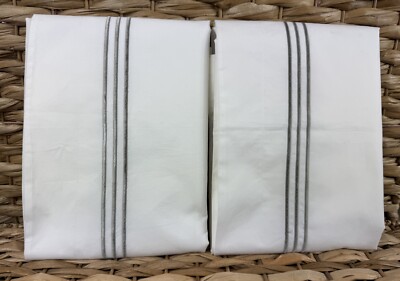 2 Pottery Barn Gray Mist Grand ORGANIC Cotton Percale EURO Shams NEW 26X26-image