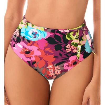 Skinny Dippers Women's Cherry Dip Floral Pull On High Waisted Bottom Size L-image