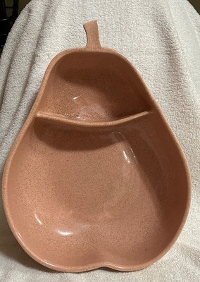 Poole Pottery Pear Divided Dish Pink Speckled MCM Vintage Chip & Dip  Large-image