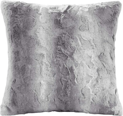 MADISON PARK ** LUXURY THROW PILLOW ** ' FAUX FUR ' OMBRE GRAY/ZURI - 1 PK-image