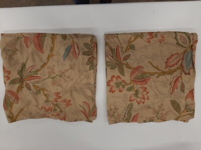 Pottery Barn 2 Euro Shams in camel peach blue floral botanical organic ISRAEL-image