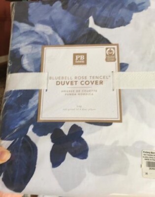 Pottery Barn Bluebell Rose Duvet Cover Navy Blue King Floral No Shams Teen  New-image