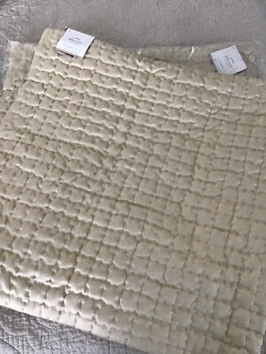 Pottery Barn Stitch  (2) Cream 20x20 pillow covers-image