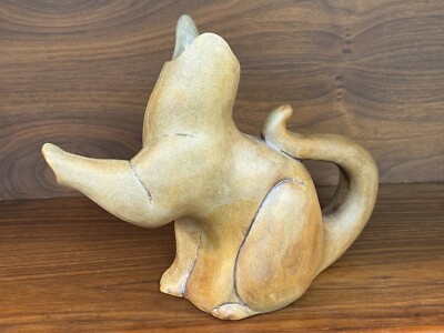 Vintage Flat Earth Pottery 1991 Studio Pottery Figural Elephant Shaped Pitcher-image