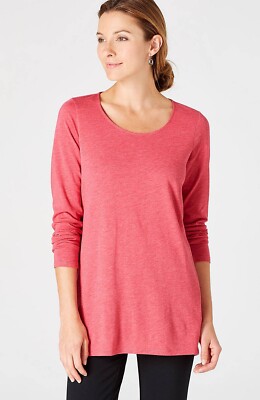 J.Jill ~ L ~ NEW Gorgeous Pure Jill Scoop-neck Dipped-Hem Top ~ NWT (1L12)-image