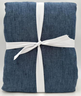 Pottery Barn Belgian Flax Linen FULL / QUEEN Duvet Cover ~ Denim Blue-image