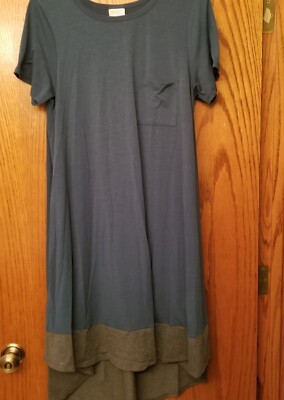 Lularoe Carly Dress Large Dipped Teal Green Grey never worn-image